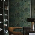Tyohuoneen tapetti Velvet Leaves vihrea suuri lehtikuvio Borastapeterilta 2263