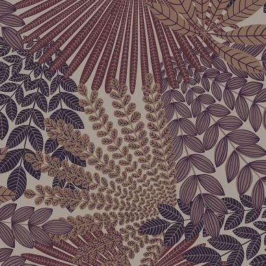 Velvet Leaves liila ruskea lehtitapetti Borastapeterilta 2260 image