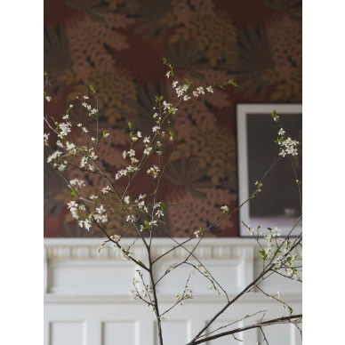 Velvet Leaves moderni ruskea punainen lehtitapetti Borastapeterilta 2259 image