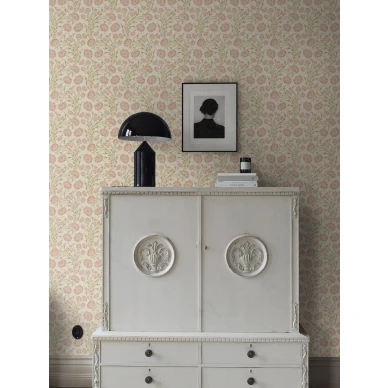 Olohuoneen tapetti Poppy Flow beige roosa kukkakuvio Borastapeterilta 2270 image