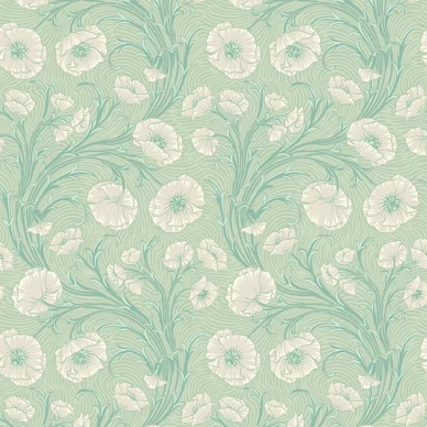 Poppy Flow mintunvihrea kukkatapetti Borastapeterilta 2271 image
