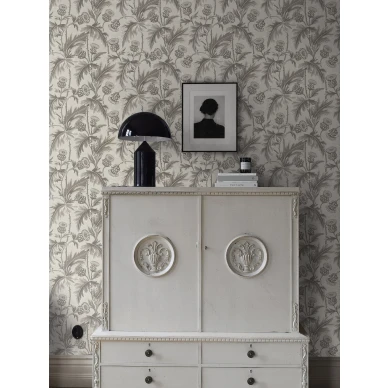 Harmaa tapetti Treasured Thistle ohdakekuviolla Borastapeterilta 2275 image