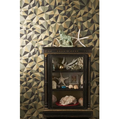 Olohuoneen tapetti Cole et Sonilta geometrinen kulta ruskea kuvio Quartz 107 8038 image