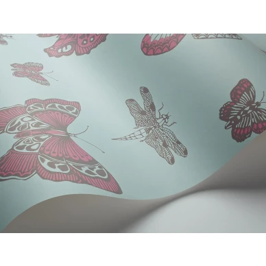 Cole et Sonin sininen roosa perhostapetti Butterflies Dragonflies 103 15062 image