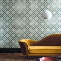 Olohuoneen ruudullinen tapetti Zellige vihreana Cole et Sonilta 113 11033