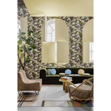 Olohuoneen tapetti Hoopoe Leaves monivarinen lehtikuvio 119 1001 image