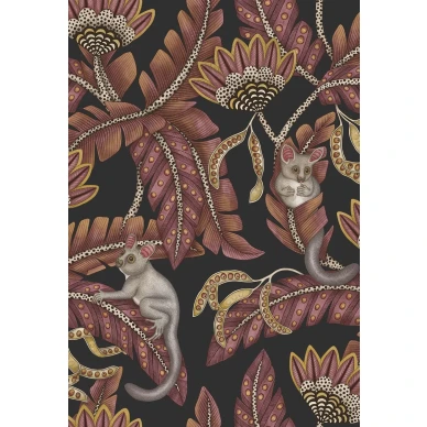 Bush Baby liila musta lehtitapetti Cole et Sonilta 119 7033 koko kuvio image