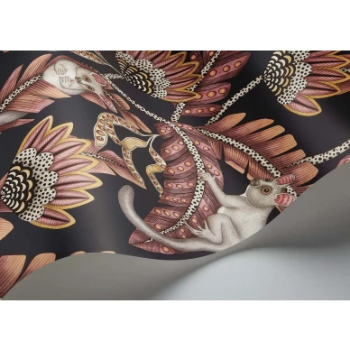 Cole et Son Bush Baby liila musta lehtitapetti 119 7033 image