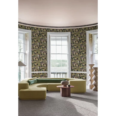 Olohuoneen tapetti Bush Baby vihrea musta lehtitapetti Cole et Sonilta 119 7031 image