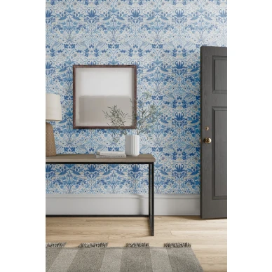 William Morris tapetti Strawberry Thief sinisella lintukuviolla 217058 image