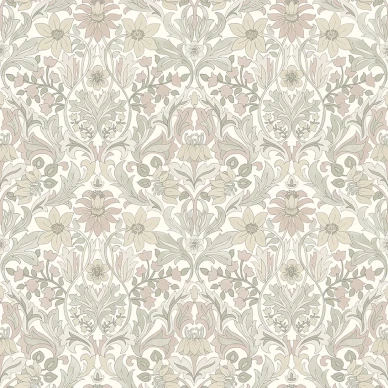 Blomsterfrojd beige kukkatapetti Borastapeterilta 3295 image