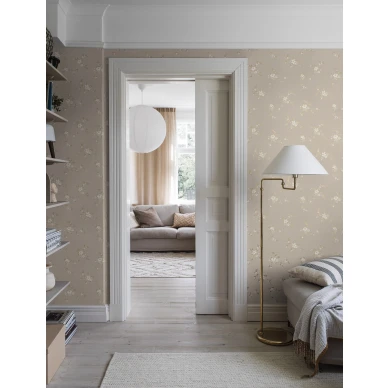 Olohuoneen tapetti Borasilta vaaleanruskealla kukkakuviolla Saga 3289 image