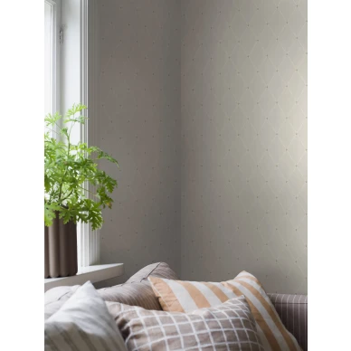 Makuuhuoneen tapetti Borastapeterilta vaalealla ruutukuviolla Fredrik 3281 image