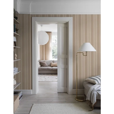 Olohuoneen raidallinen tapetti Borastapeterilta ruskea Gustaf 3279 image