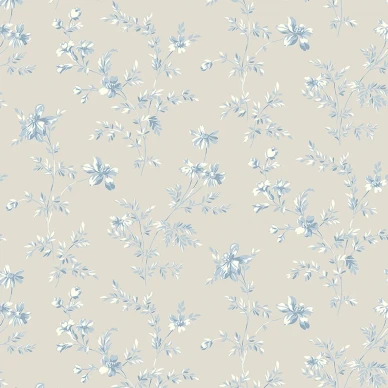 Angsblomma sininen beige kukkatapetti Borastapeterilta 3273 image