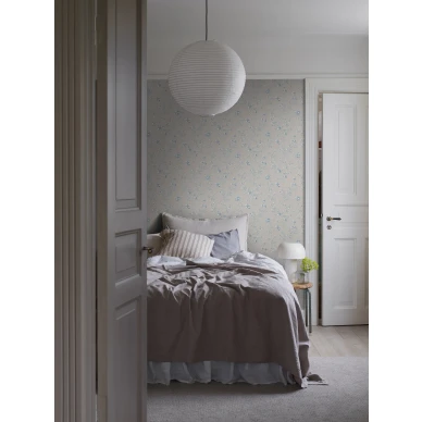 Makuuhuoneen tapetti Borastapeterilta sininen beige Angsblomma 3273 image