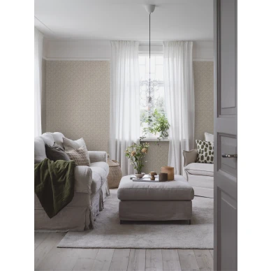 Olohuoneen tapetti Borastapeterilta Sommarsloja vaalealla lehtikuviolla 3270 image