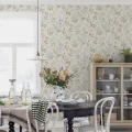 Ruokailuhuoneen tapetti Borasilta beigella kukkakuviolla Folklore 3261