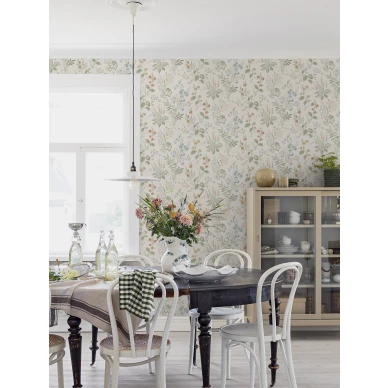 Ruokailuhuoneen tapetti Borasilta beigella kukkakuviolla Folklore 3261 image