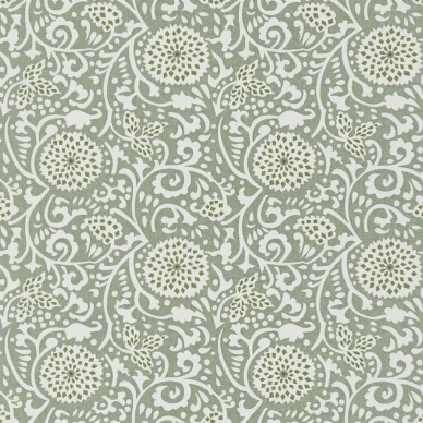 Shaqui vihrea kukkatapetti Designers Guildilta image