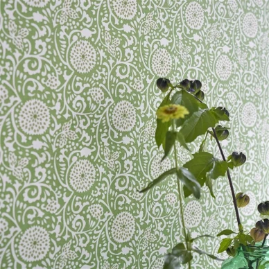 Vihrea kukkatapetti Shaqui Designers Guildilta image