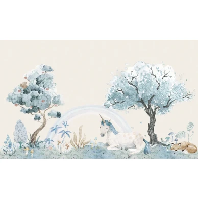 Unicorn Dream sininen yksisarvitapetti Rebel Wallsilta R18183 koko kuvio image