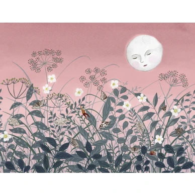 Pixie roosa kukkatapetti Rebel Wallsilta R18192 koko kuvio image