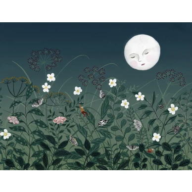 Pixie sininen kukkatapetti Rebel Wallsilta R18191 koko kuvio image