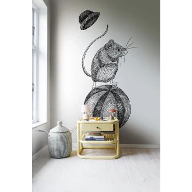 Leikkimielinen tapetti Circus Animal Maximus mustavalkoisella elainkuviolla Rebel Wallsilta R18201 image