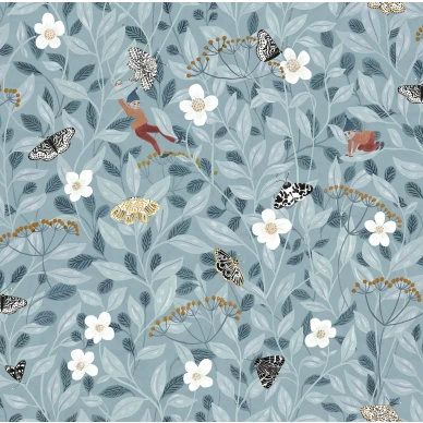 Pixie Shore vaaleansininen lehtitapetti Rebel Wallsilta R18112 image