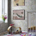 Lastenhuoneen pastellinvarinen kukkatapetti Poppy Meadow Rebel Wallsilta R18122