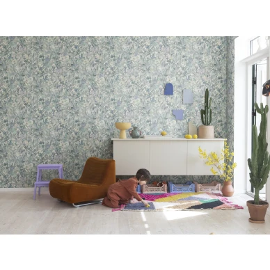 Lastenhuoneen sininen kukkatapetti Poppy Meadow Rebel Wallsilta R18123 image