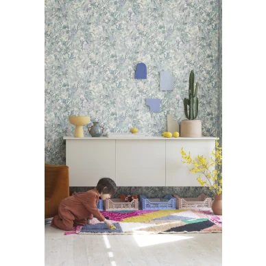 Sininen lastentapetti kukkakuviolla Poppy Meadow Rebel Wallsilta R18123 image