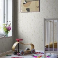 Rebel Wallsin beige lastentapetti Bunny Field R18081