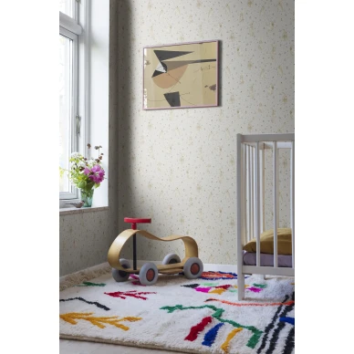 Rebel Wallsin beige lastentapetti Bunny Field R18081 image