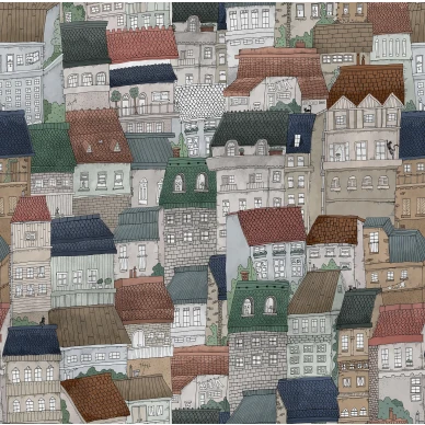 Dream Town monivarinen talotapetti Rebel Wallsilta R18092 image