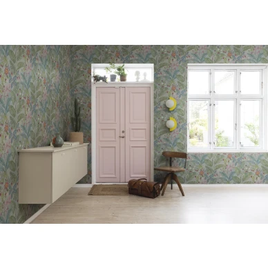 Eteisen harmaa lehtitapetti Strawberry Lane Rebel Wallsilta R18071 image