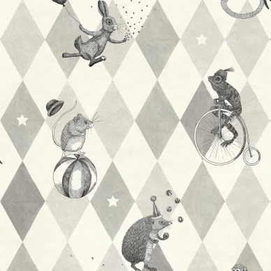 Circus Corner harmaa elaintapetti Rebel Wallsilta R18043 image