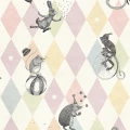 Circus Corner pastellinvarinen elaintapetti Rebel Wallsilta R18042