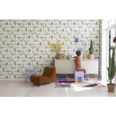 Lastenhuoneen harmaa sirkustapetti Rebel Wallsilta Circus Corner R18043 image