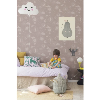 Lastentapetti roosa tapetti planeettakuviolla Rebel Wallsilta Planetarium R18024 image