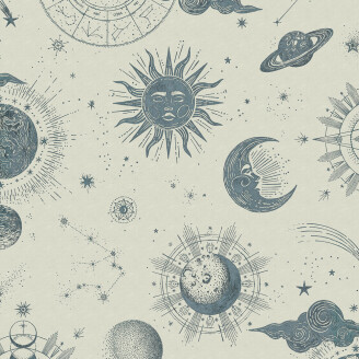 Planetarium beige sininen tahtitapetti Rebel Wallsilta R18022 image
