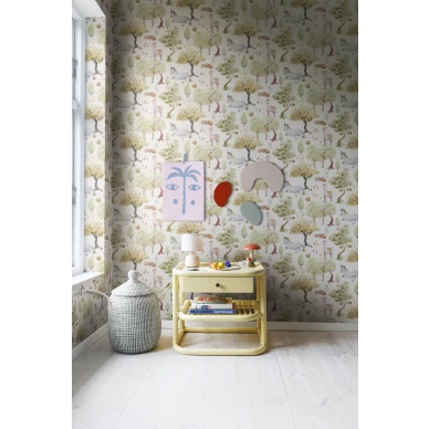 Lastenhuoneen vaalean elaintapetti Dreamland Rebel Wallsilta R18051 image