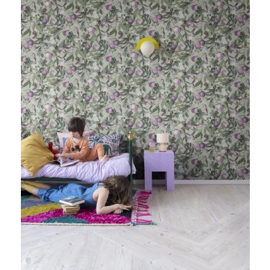Lastenhuoneen violetti puutapetti Peach Valley Rebel Wallsilta R17991 image