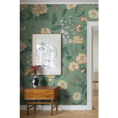 Vihrea kukkatapetti Suzanne Sandbergilta S10173 image