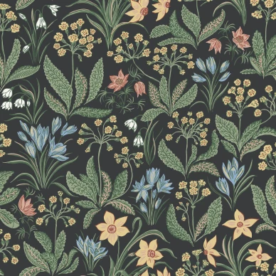 Huset i Solen tumma kukkatapetti Sandbergilta S10161 image