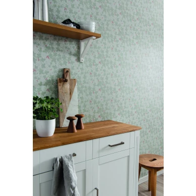 Keittion tapetti vihrealla lehtikuviolla Durolta Vinbarsblad 367 03 image