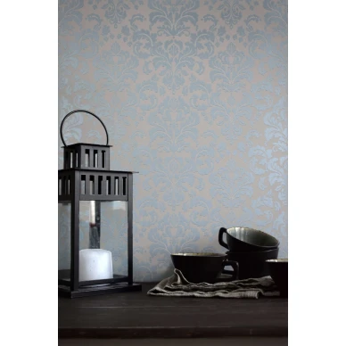 Sininen tapetti Durolta Satin medaljonkikuviolla 365 06 image