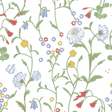 Midsommar vaalea kukkatapetti Durolta 363 01 image