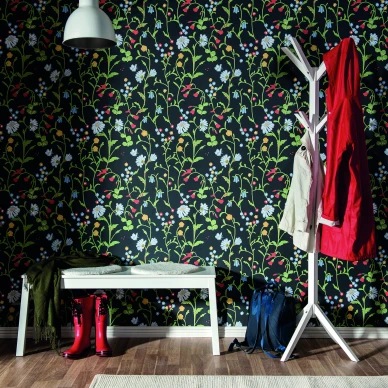 Musta kukkatapetti Midsommar Durolta 363 02 image